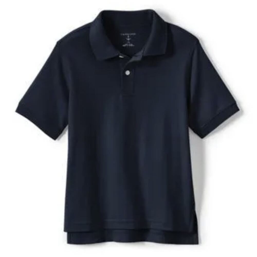 SKU 1629 Lands End Kids Uniform Short Sleeve Interlock Polo Shirt Navy Large NWT